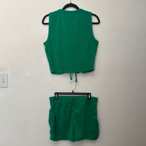 Juicy Couture Velour Lounge Set M Green Y2K Era Tank & Shorts - Picture 4 of 4